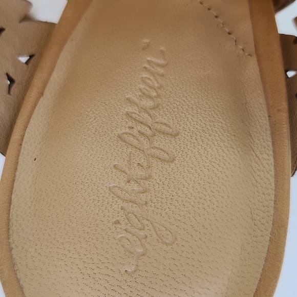 ANTHROPOLOGIE EIGHT FIFTEEN BONFIRE LEATHER LASER CUT ANKLE STRAP HEELED SANDALS - Picture 6 of 9